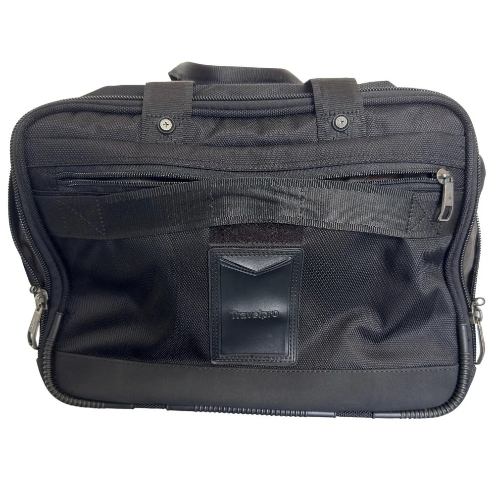 Travelpro Black Ballistic Nylon Flight Bag Multi-Pocket Carry On Travel Briefcas